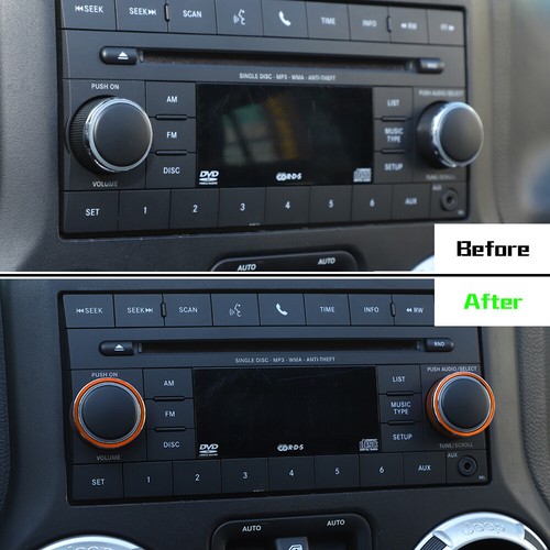 2X Orange CD Switch Knob Ring Cover For Jeep Wrangler JK 2011-17/Compass/Patriot - Picture 4 of 11