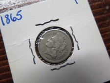1865 3c Three Cent Nickel Nice Type Coin Circulated