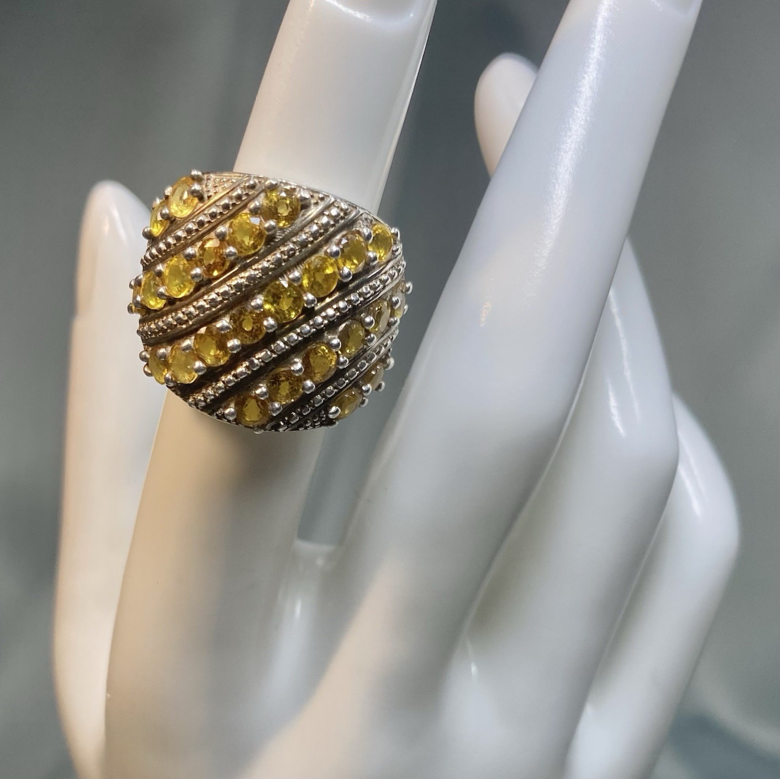 Statement Ring 925 Sterling Silver Pronged Citrin… - image 12