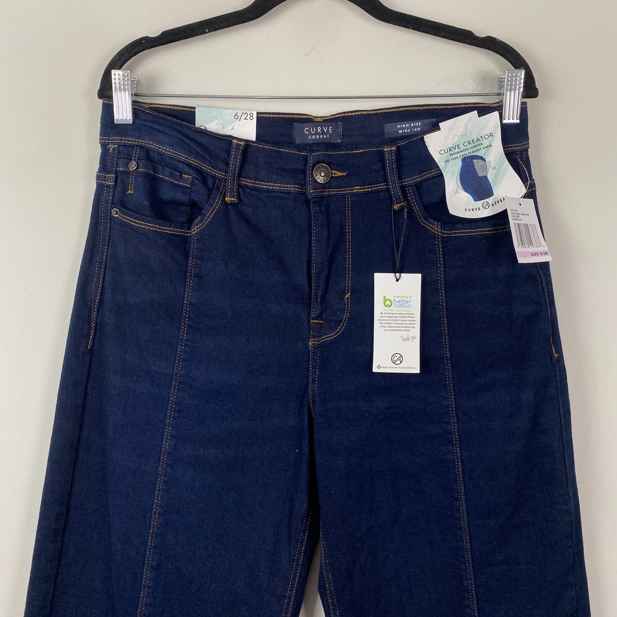 curve denim pants お値下げ不可 Curve Appeal High Rise Wide Leg Jeans Size 6 / 28 Dark Wash Blue
