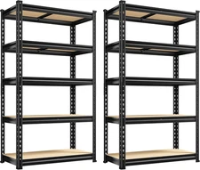 Set of 2 Storage Shelves 5 Tier Garage Shelving Heavy Duty Metal Shelving 2000LB