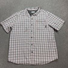 Columbia Shirt Adult Large Grey Button Up Check Hiking Hawaiian Beach Men