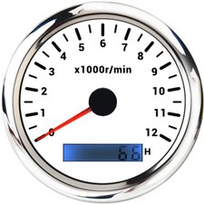 85mm White Tachometer Gauge 0-12000RPM Waterproof For Marine Boat Car Truck