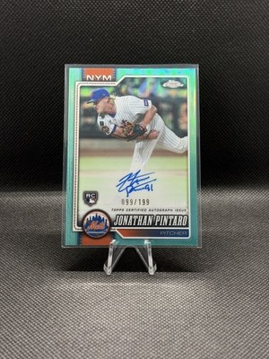 2026 Topps Chrome Jonathan Pintaro #RA-JPI Aqua Refractor Rookie Auto /199 Mets