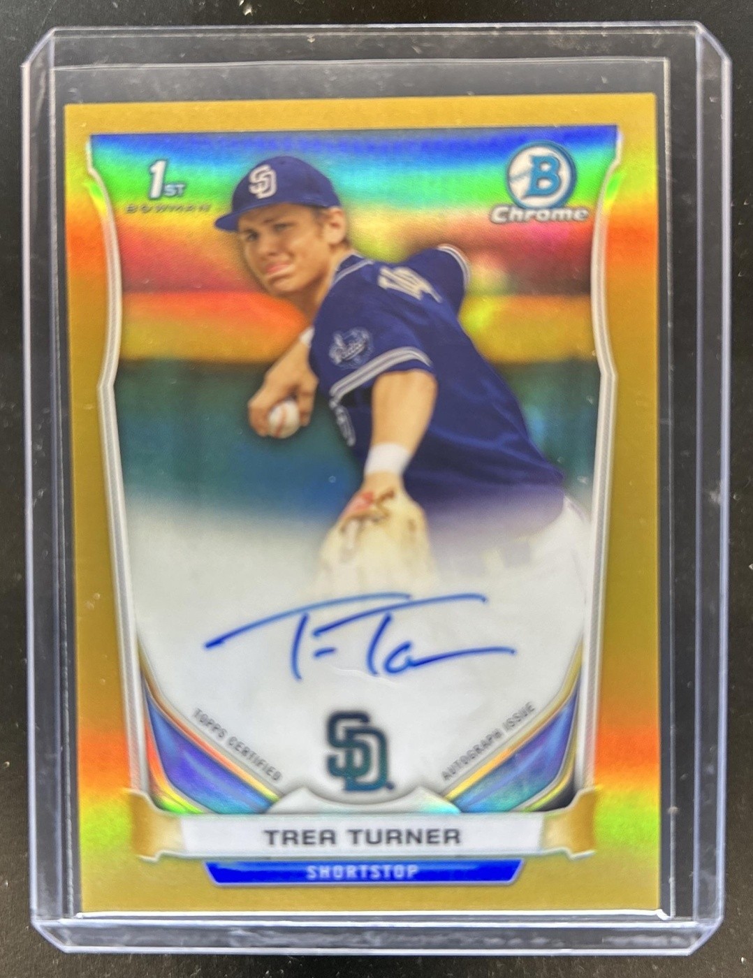 2014 Bowman Draft Trea Turner Chrome Auto 1st Gold Refractor #/50 Padres