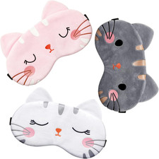 3 Pieces Sleep Mask for Kids Girls Cute Sleeping Eye Cover Soft Mask Cat