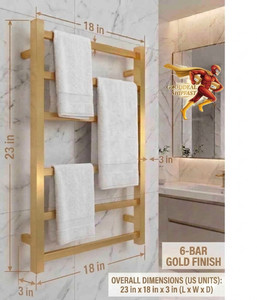 ​Gold 6-Bar Electric Towel Warmer Dryer Wall Mounted Heated Rack 120V Home Spa