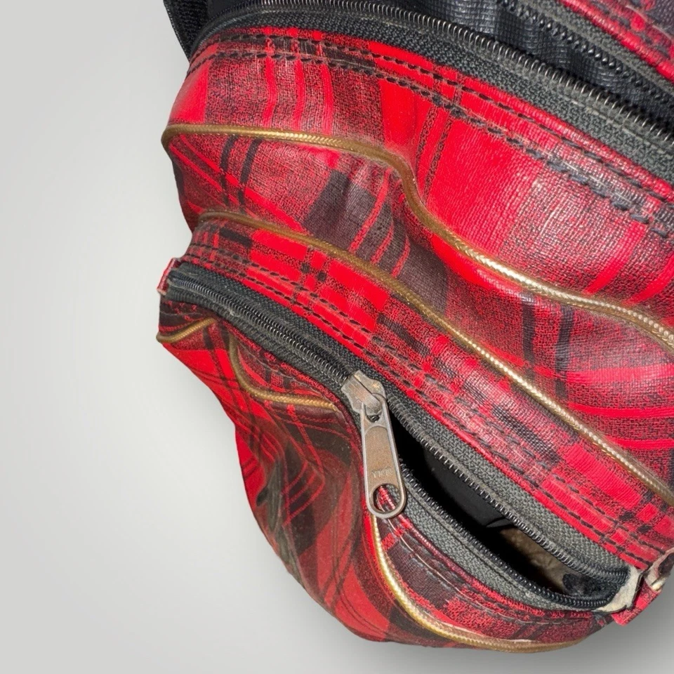 Bolsa de golf vintage a cuadros roja PING con cubierta para lluvia ~ LEER DESCRIPCIÓN Foto 4 de 4