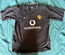 MANCHESTER UNITED FC 2003/2004 AWAY BLACK SHIRT: NIKE: ADULTS SIZE LARGE