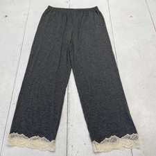 Soma Cool Nights Pajama Pants Womens S Charcoal Gray Lace Trim Sleepwear Lounge