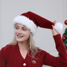 Christmas Hat, Santa Hat, Xmas Holiday Hat for Adults Super Soft Plush Santa Hat