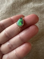 14K YG Natural Boulder Opal Ring, Size 8.25