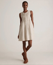 Quince Beige 100% European Linen Sleeveless Swing Dress Size XL