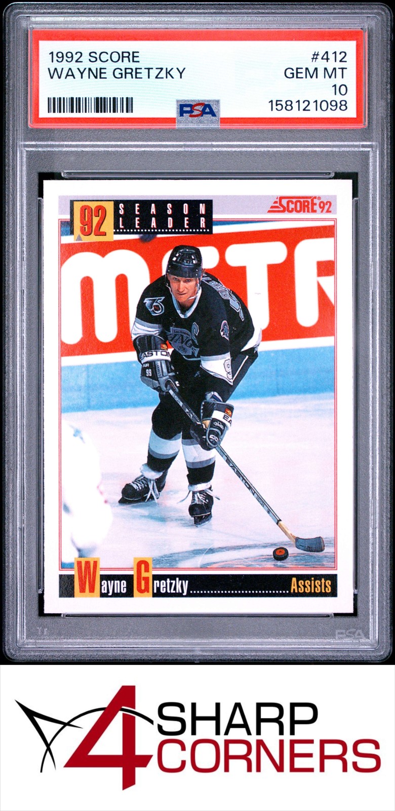 1992 SCORE #412 WAYNE GRETZKY KINGS HOF PSA 10 view 1
