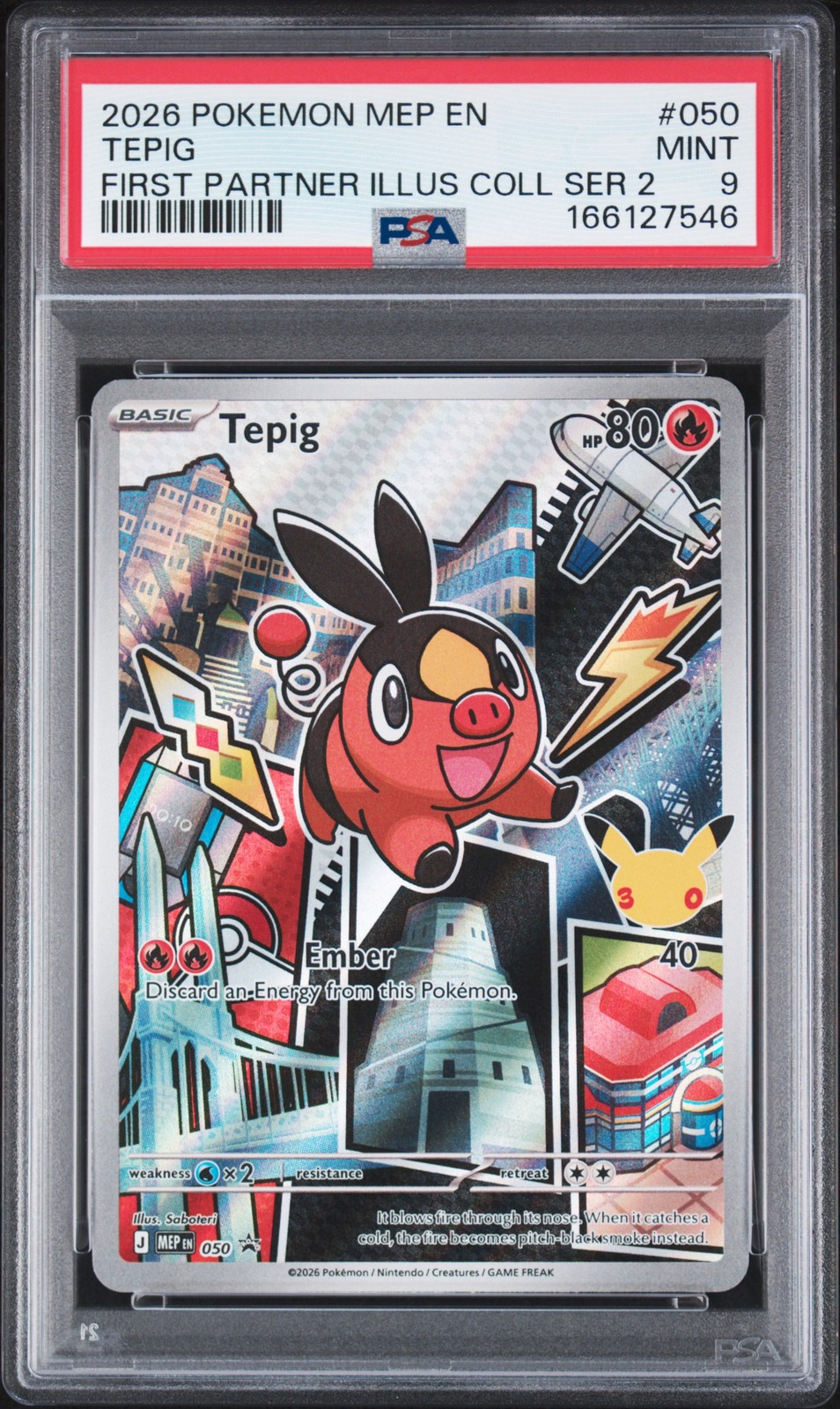 2026 POKEMON MEP FIRST PARTNER ILLUSTRATION COLLECTION #050 TEPIG PSA 9