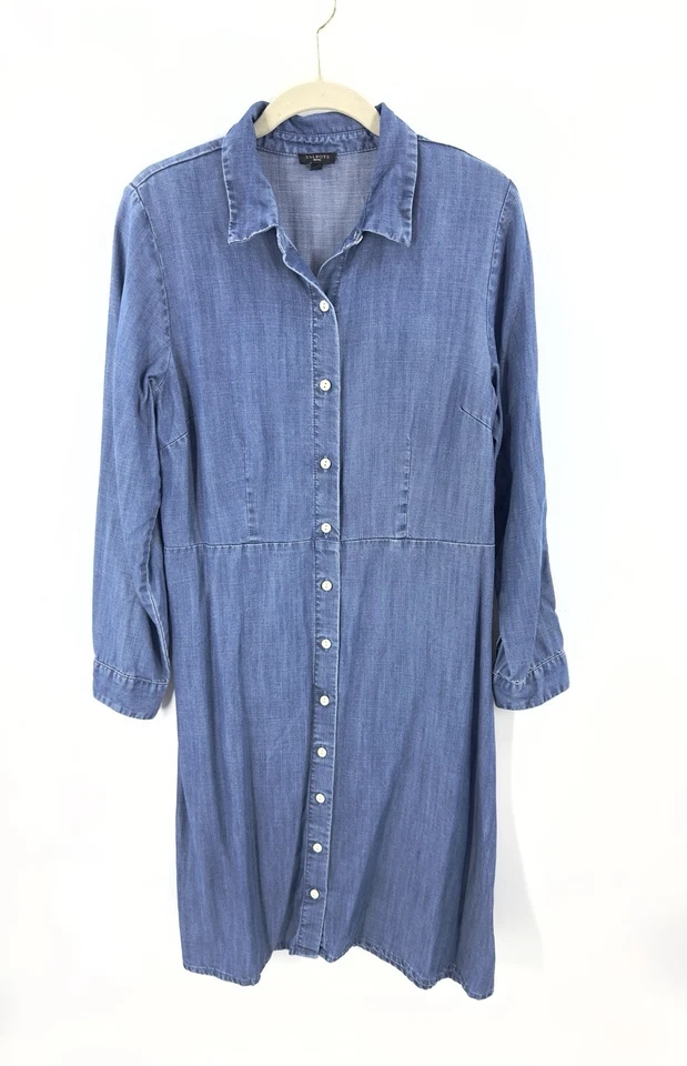 Talbots Denim Shirt Dress Button Down Long Sleeve Midi Womens Size 10 Petite 10P - Image 2 of 4