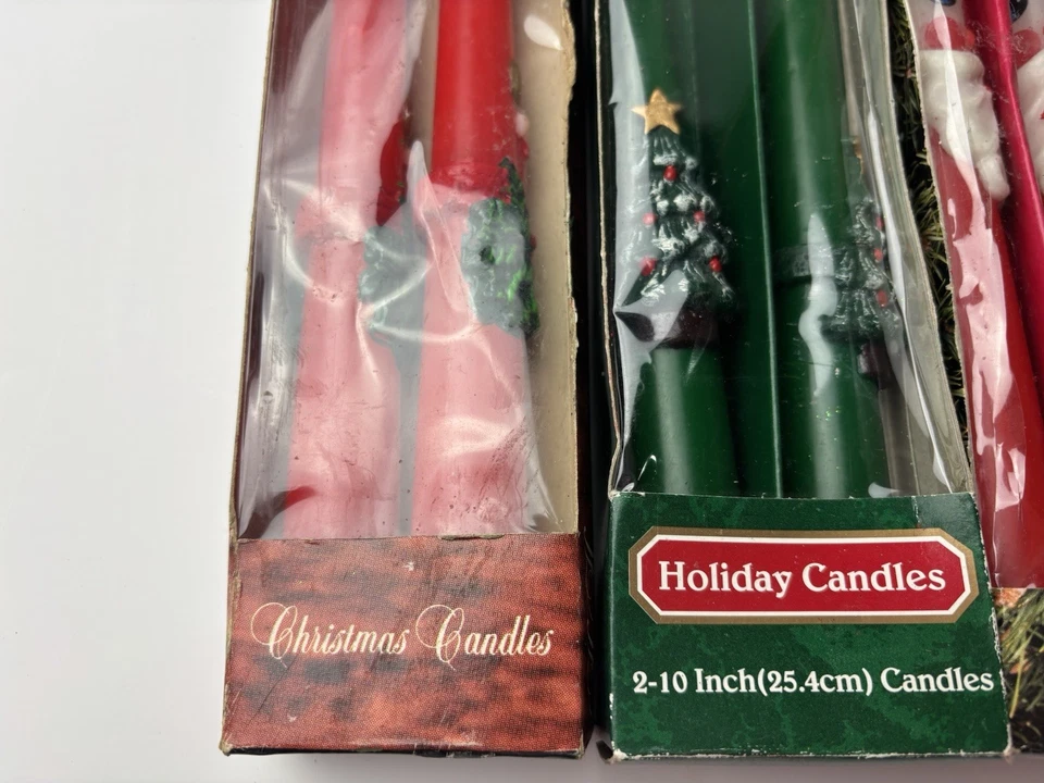 VTG Christmas Holiday Candles Tapers 10" Snowman Christmas Tree Lot of Three 1A Foto 2 de 4