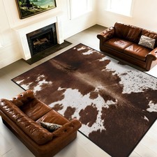 Faux Cowhide Cow Print Rug : 8x10 Feet Western Area Carpet for Bedroom Living...