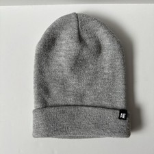 American Eagle Beanie Toque Adult One Size Gray Knit 100 Acrylic Skate