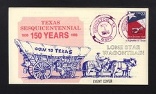 1986 Texas Sesquicentennial Event Cover sc 2204 Groveton - Lone Star Wagontrain
