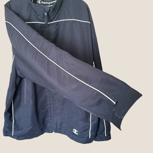 Champion Navy Raincoat Jacket Full Zip Mens XL Net Lined Embroidered Logo - Picture 7 of 20