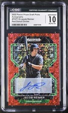 2022 Panini Prizm Draft Jacob Reimer Red Donut Circles Auto /99 CGC 10