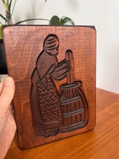 Vintage Dutch Speculaas Cookie Mould Carved Wood Folk Art Biscuit  Wall Decor