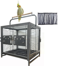 Deluxe Portable Durable Wrought Iron Bite-Proof Bird Travel Parrot Vet Carrier C