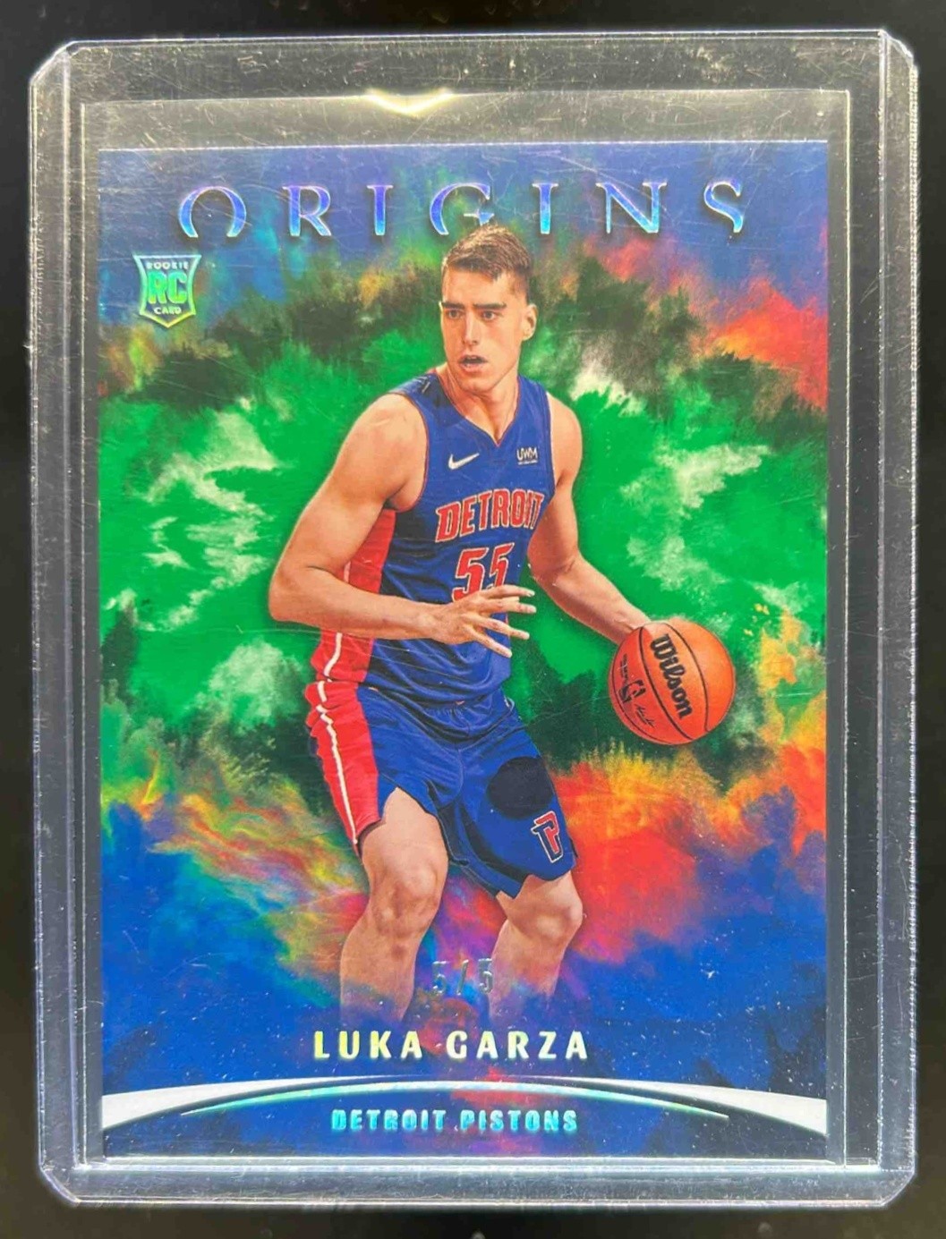 2021-22 Origins Luka Garza RC Green Rookie #5/5 Pistons