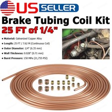 Brake Line Tubing Coil Kit Copper Nickel 25 Ft Coil Roll 14 Od W 16 Fittings Brake Line Tubing Coil Kit Copper Nickel 25 Ft Coil Roll 14 Od W 16 Fittings