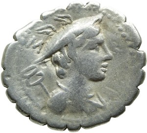 Roman Silver Coin. MAMILIA 6, AR Denarius. Rome. Mercury / Ulysses & Dog. aVF