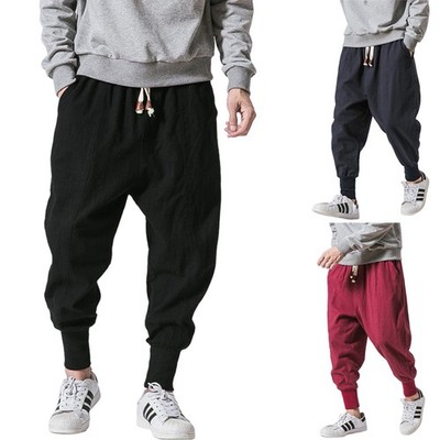 Herren-Haremshose, lockere Passform, chinesischer Stil,  Einfarbig,  Jogginghose