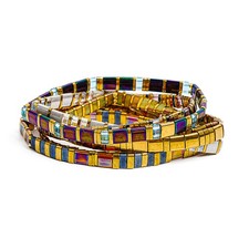 Tile Tila Bracelet,Stackable Boho Glass Bead Bracelets,Summer Jewelry-EGYPT GOLD