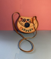 Children Girls Tooled Leather Pink Flower Mini Bag Pouch Butterfly Purse Mexico