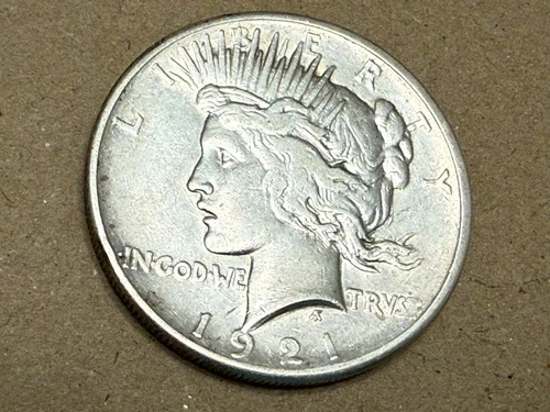 1921 high relief PEACE U.S. silver dollar. XF, old cleaning. #or3