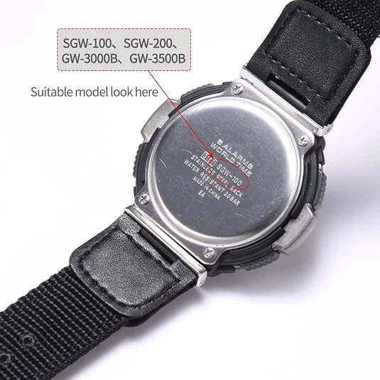 Repuesto de correa de tela/cuero para Casio SGW-100 GW-3000B GW-3500B PAS-400B Twi Foto 2 de 4