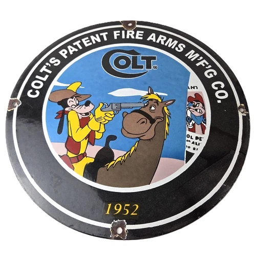 Vintage Colt Revolvers Porcelain Sign - Gun Fire Arms Gas Pump Plate Sign