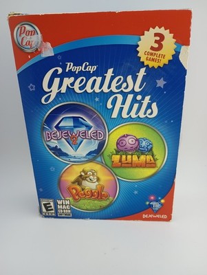 3 Games Bejeweled 2, ZUMA, Peggle - Pop Cap Greatest Hits Windows Mac CD ROM