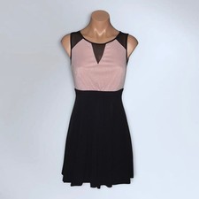 Sweet Storm Size S Black & Pink Sleeveless Glitter Mesh Mini Party Dress