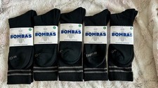  5 pairs BOMBAS Men's Black Crew Calf Socks  Size XL 10-13