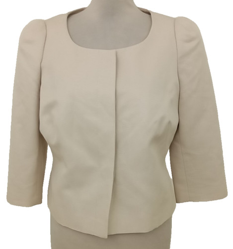 L.K.Bennet Women's Suit Jacket Size 14 Beige Short Body 3/4 Sleeves Lined Used