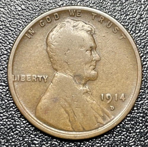 1914-D Lincoln Wheat Cent Penny 1c Very Fine VF Key Date Coin