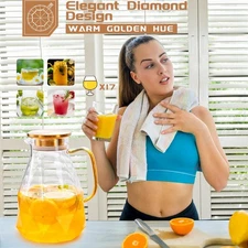 Yirilan Glass Pitcher 3 Liter Water Carafe With Lid Iced Tea Pitcher for Fridge