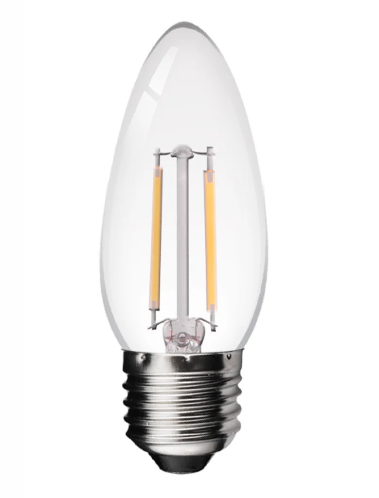 Clear 2w LED Filament Candle Bulb ES E27 Screw Cap NON-DIMMABLE