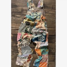 Jaded Gypsy Overalls O/S Distressed Magnolia Floral Patchwork Dreams NWT 148