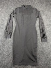 Fashion Nova Bodycon Dress Womens XL Gray Polka Dot Stretch Back Zip Mock Neck