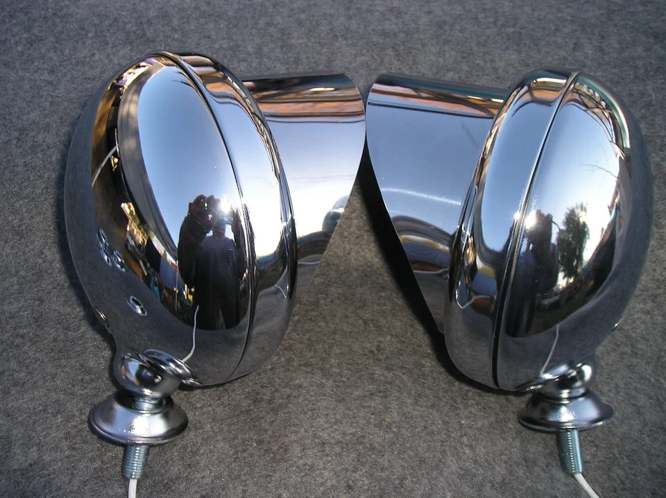 ¡NUEVO PAR DE LUCES ANTINIEBLA PEQUEÑAS ESTILO VINTAGE COLOR ÁMBAR CON VISERAS 6 VOLTIOS! Foto 2 de 4