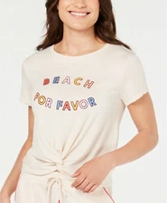 Jenni by Jennifer Moore Women's Twist-Front Soft Knit Beach Pajama Top, Peach