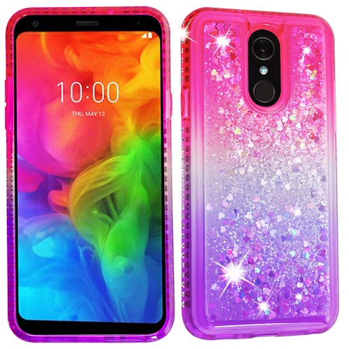 For LG Q7 Case,Q7 Plus Glitter Liquid Sparkle Bling Floating Diamond Cute Case - Picture 9 of 26
