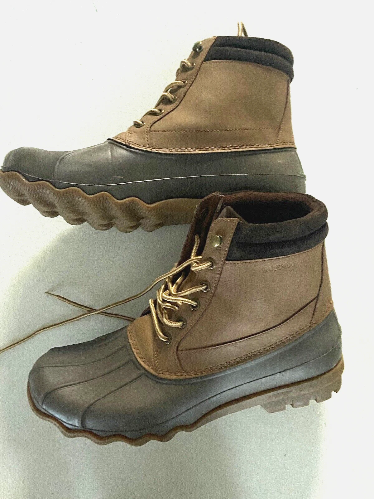 Sperry Men's 8.5 Brewster Dark Tan Waterproof Duck Boots # STS14140